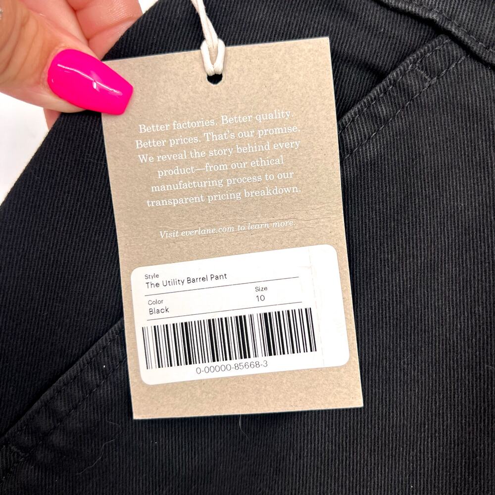 EVERLANE Women's The Utility Barrel Pants Size 10 TALL Black Cotton Twill NWT - Picture 14 of 14
